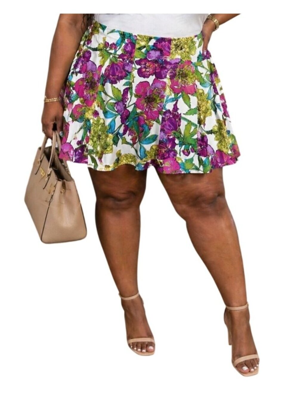 Lane Bryant Plus Size 26 Skirt A-Line Pleated Floral Colorful Lightweight Cotton